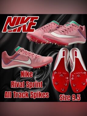 Nike Rival Sprint All Track Spikes Red Stardust/Pale Ivory HQ2061-600, Men’s 9.5